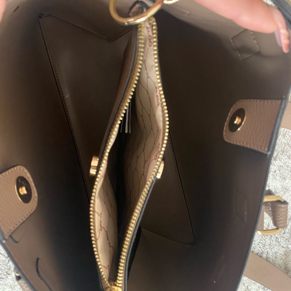 Aldo Brown Satchel Bag with Gold Accents - Picture 3 of 4